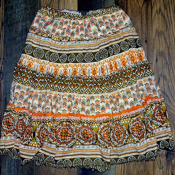 *MISS MISCHIEVOUS* Aztec pattern Skirt, Elastic waistband, Cotton/Linen Slip - Picture 2 of 7